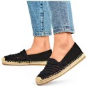 Czarne espadryle damskie plecione czarne espadryle klasyczne - 36 Primohurt