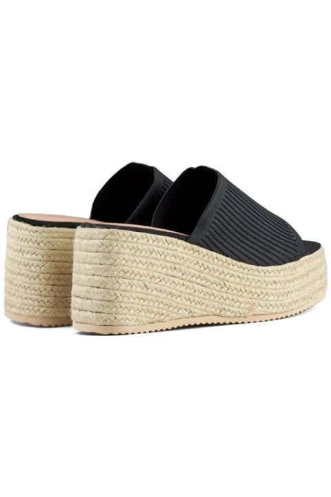 Czarne klapki espadryle na wysokiej koturnie - 40 Primohurt Czarne klapki espadryle na wysokiej koturnie - 40 Primohurt