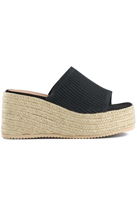 Czarne klapki espadryle na wysokiej koturnie - 40 Primohurt Czarne klapki espadryle na wysokiej koturnie - 40 Primohurt