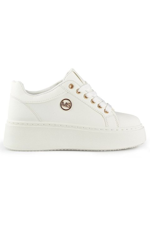 Białe sneakersy damskie na grubej podeszwie - 38 Primohurt Białe sneakersy damskie na grubej podeszwie - 38 Primohurt