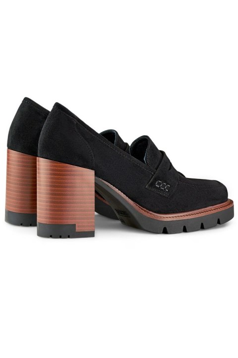 Czarne loafersy damskie na wysokim obcasie - 38 Primohurt Czarne loafersy damskie na wysokim obcasie - 38 Primohurt