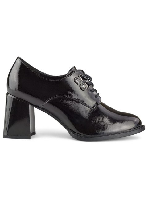 Eleganckie lakierowane skórzane czarne botki damskie - 38 Primohurt Eleganckie lakierowane skórzane czarne botki damskie - 38 Primohurt