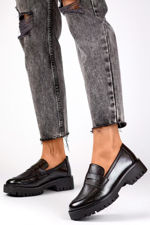 Czarne loafersy damskie na grubej podeszwie mokasyny damskie czarne - 38 Primohurt Czarne loafersy damskie na grubej podeszwie mokasyny damskie czarne - 38 Primohurt