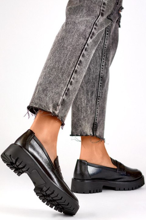 Czarne loafersy damskie na grubej podeszwie mokasyny damskie czarne - 39 Primohurt Czarne loafersy damskie na grubej podeszwie mokasyny damskie czarne - 39 Primohurt