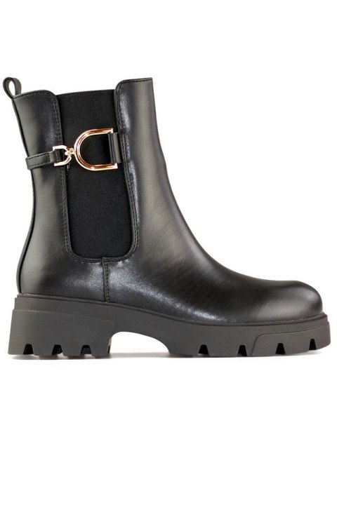 Czarne workery damskie zimowe buty na grubej podeszwe botki czarne na zamek - 39 Primohurt Czarne workery damskie zimowe buty na grubej podeszwe botki czarne na zamek - 39 Primohurt