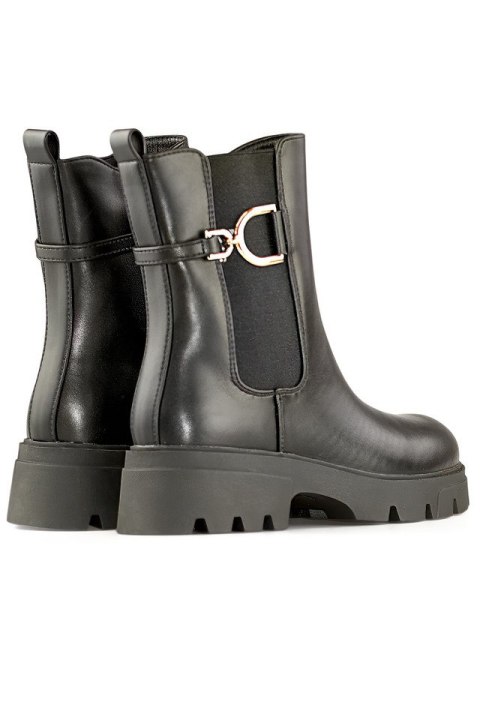 Czarne workery damskie zimowe buty na grubej podeszwe botki czarne na zamek - 39 Primohurt Czarne workery damskie zimowe buty na grubej podeszwe botki czarne na zamek - 39 Primohurt