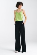 Spodnie lniane wide leg SD85 Black - Nife