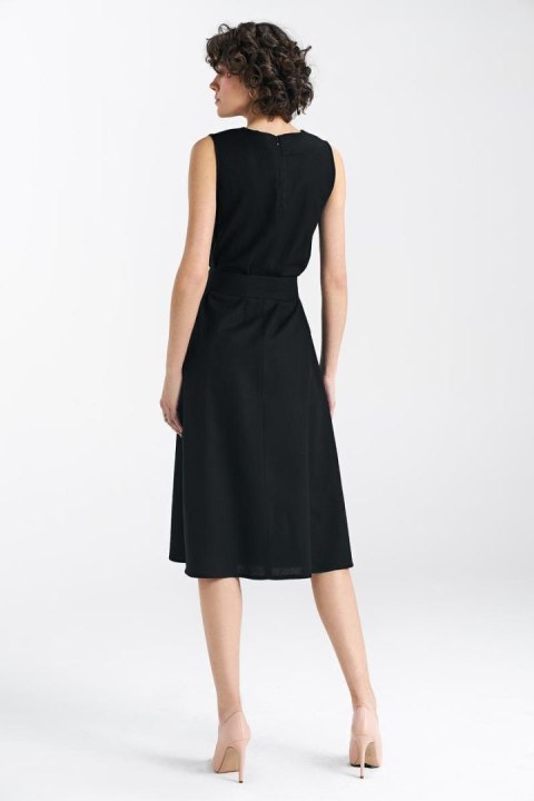 Sukienka lniana bez rękawów S237 Black - Nife Sukienka lniana bez rękawów S237 Black - Nife