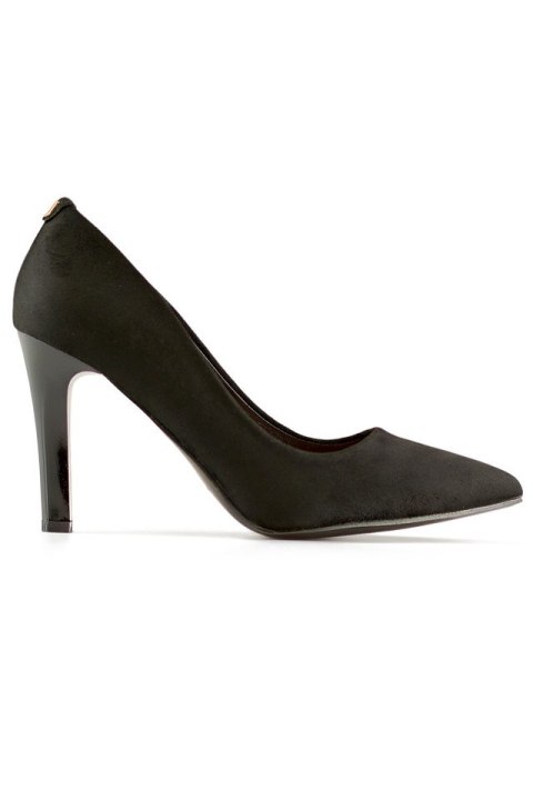 Zamszowe czarne czółenka damskie na wygodnym obcasie eleganckie buty damskie czarne - 38 Primohurt Zamszowe czarne czółenka damskie na wygodnym obcasie eleganckie buty damskie czarne - 38 Primohurt