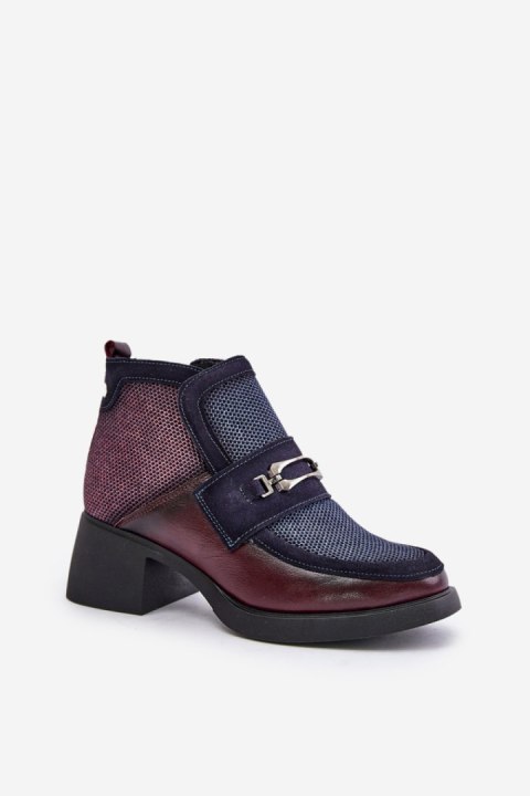 Botki Model Maciejka 06747-23 Bordo/Navy - Step in style Botki Model Maciejka 06747-23 Bordo/Navy - Step in style