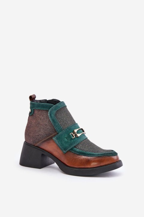 Botki Model Maciejka 06747-29 Brown/Green - Step in style Botki Model Maciejka 06747-29 Brown/Green - Step in style