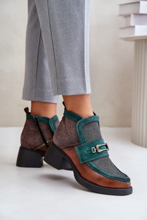 Botki Model Maciejka 06747-29 Brown/Green - Step in style Botki Model Maciejka 06747-29 Brown/Green - Step in style