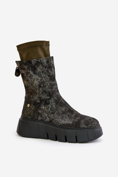 Botki Model Maciejka 06766-09 Khaki - Step in style Botki Model Maciejka 06766-09 Khaki - Step in style