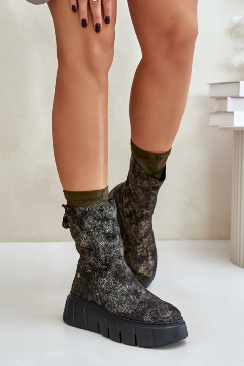 Botki Model Maciejka 06766-09 Khaki - Step in style Botki Model Maciejka 06766-09 Khaki - Step in style