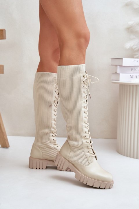 Kozaki Model Vamisha DE1169 Beige - Step in style Kozaki Model Vamisha DE1169 Beige - Step in style