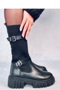 Oficerki z elastyczną cholewką RHEA BLACK - Inello