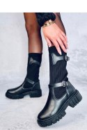 Oficerki z elastyczną cholewką RHEA BLACK - Inello
