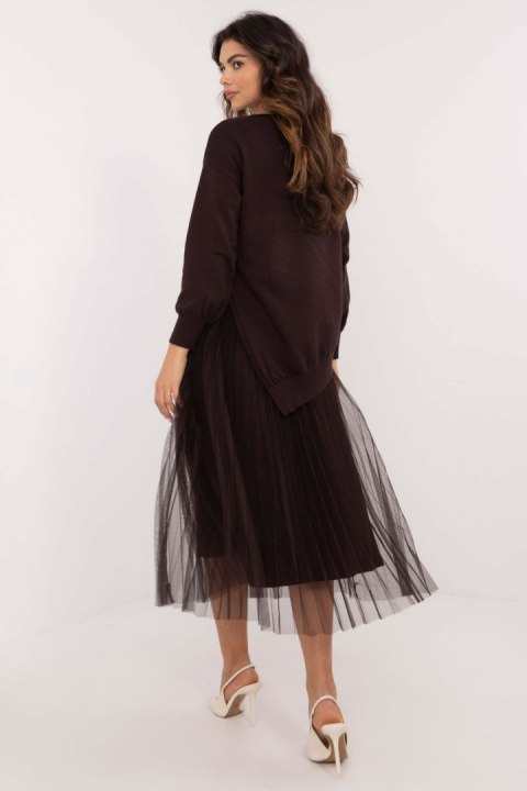 Sukienka Komplet Model MI-KMPL-23088.02P Dark Brown - Italy Moda Sukienka Komplet Model MI-KMPL-23088.02P Dark Brown - Italy Moda