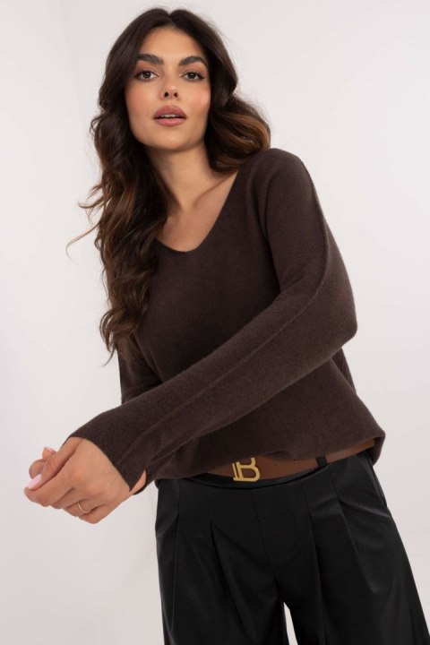 Sweter Damski Model IT-SW-0810.08P Dark Brown - BFG Sweter Damski Model IT-SW-0810.08P Dark Brown - BFG