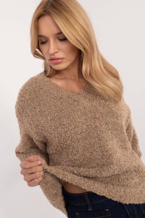 Sweter Damski Model MI-SW-1110.39P Dark Beige - Italy Moda Sweter Damski Model MI-SW-1110.39P Dark Beige - Italy Moda