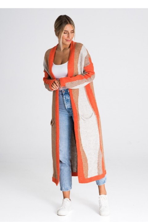 Sweter Kardigan Model M985 Orange/Brown/Beige - Figl Sweter Kardigan Model M985 Orange/Brown/Beige - Figl