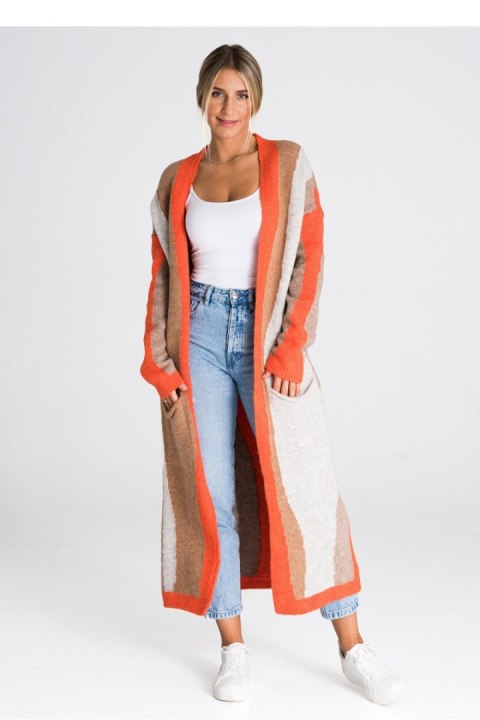 Sweter Kardigan Model M985 Orange/Brown/Beige - Figl Sweter Kardigan Model M985 Orange/Brown/Beige - Figl