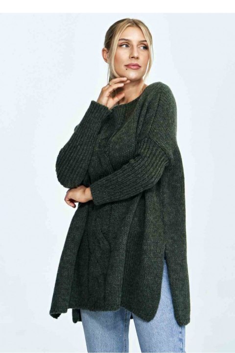 Sweter Damski Model M900 Dark Olive - Figl Sweter Damski Model M900 Dark Olive - Figl