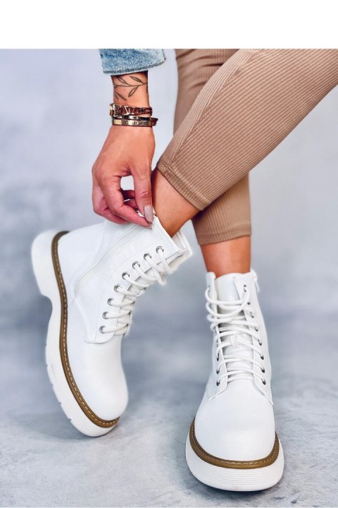 Botki sznurowane PEDDY WHITE - Inello Botki sznurowane PEDDY WHITE - Inello