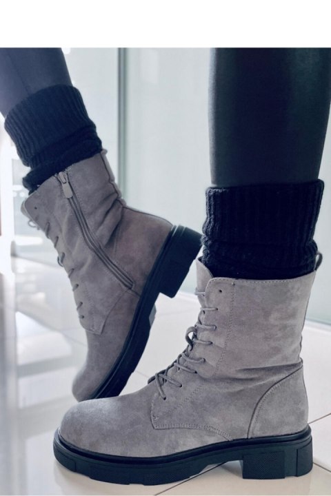 Botki sznurowane zamszowe LAVEY GREY - Inello Botki sznurowane zamszowe LAVEY GREY - Inello