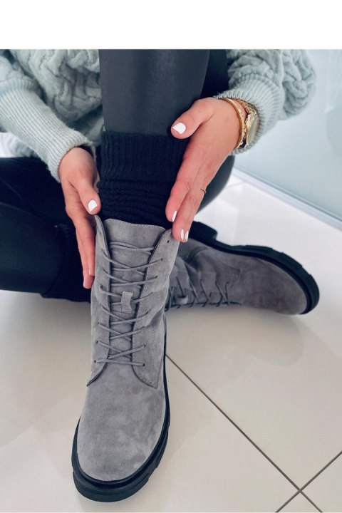 Botki sznurowane zamszowe LAVEY GREY - Inello Botki sznurowane zamszowe LAVEY GREY - Inello