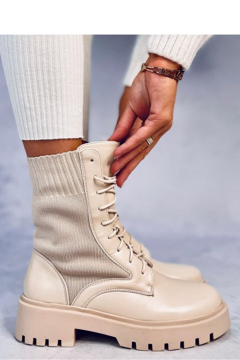 Botki z elastyczną cholewką CASS BEIGE - Inello Botki z elastyczną cholewką CASS BEIGE - Inello