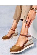 Espadryle na koturnie ELLIO KHAKI - Inello