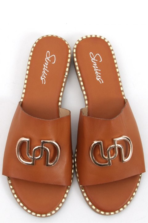 Sandał Klapki damskie LARISA CAMEL - Inello Sandał Klapki damskie LARISA CAMEL - Inello