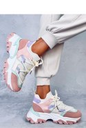 Sneakersy kolorowe na koturnie BEALS PINK - Inello