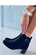 Botki na obcasie CYNDI BLACK SUEDE - Inello