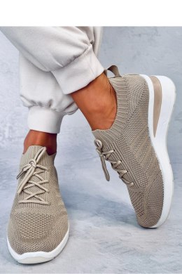 Buty sportowe na koturnie LEAKES KHAKI - Inello