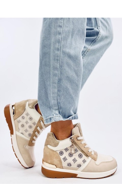 Sneakersy na koturnie TELTS BEIGE - Inello Sneakersy na koturnie TELTS BEIGE - Inello