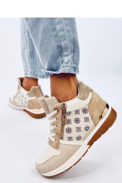 Sneakersy na koturnie TELTS BEIGE - Inello Sneakersy na koturnie TELTS BEIGE - Inello