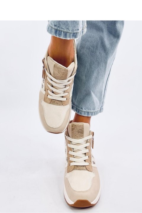 Sneakersy na koturnie TELTS BEIGE - Inello Sneakersy na koturnie TELTS BEIGE - Inello