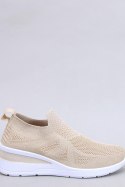 Sneakersy na koturnie skarpetkowe BAYOL BEIGE - Inello