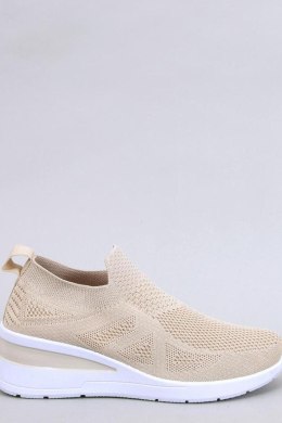 Sneakersy na koturnie skarpetkowe BAYOL BEIGE - Inello