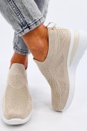 Sneakersy na koturnie skarpetkowe BAYOL BEIGE - Inello