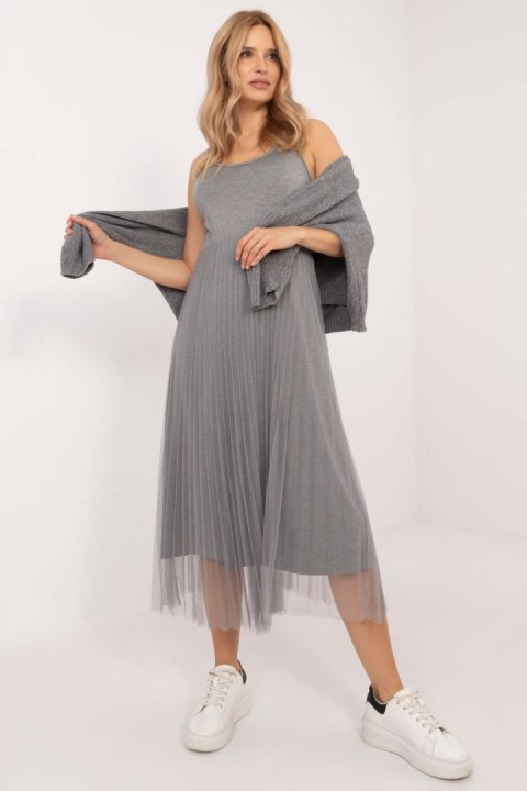 Sukienka Komplet Model MI-KMPL-24266.65P Grey - Italy Moda Sukienka Komplet Model MI-KMPL-24266.65P Grey - Italy Moda