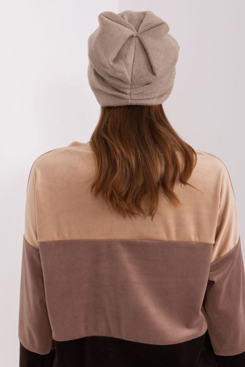 Czapka Model AT-CZ-2329.79 Dark Beige - AT Czapka Model AT-CZ-2329.79 Dark Beige - AT