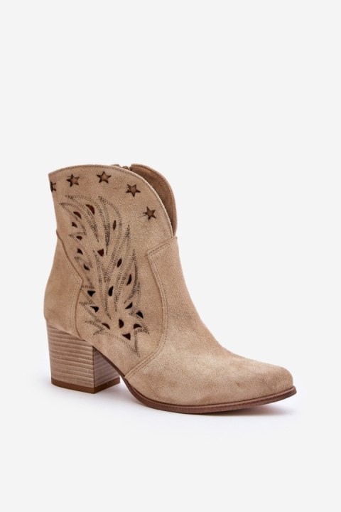 Botki Model Lewski 3613 Beige Zamsz - Step in style Botki Model Lewski 3613 Beige Zamsz - Step in style