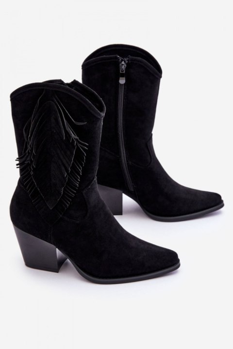 Kowbojki Model Elyse HY51-88 Black Zamsz - Step in style Kowbojki Model Elyse HY51-88 Black Zamsz - Step in style
