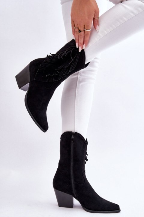 Kowbojki Model Elyse HY51-88 Black Zamsz - Step in style Kowbojki Model Elyse HY51-88 Black Zamsz - Step in style
