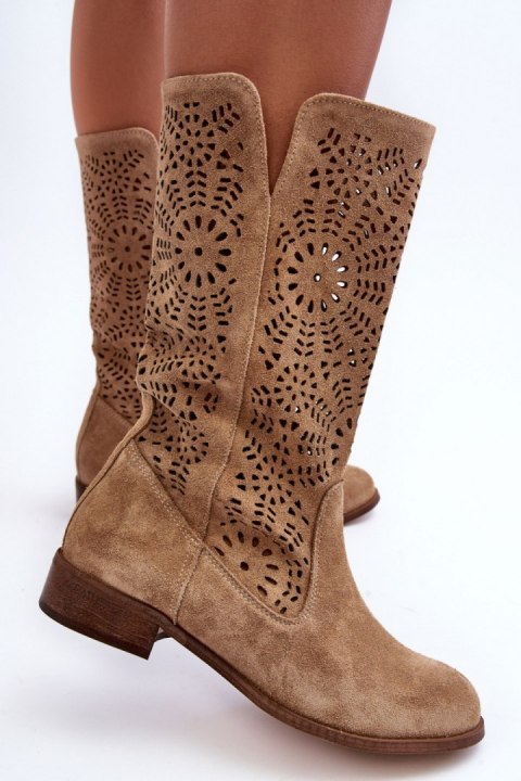 Kozaki Model Lewski 3366/2 Beige Welur - Step in style Kozaki Model Lewski 3366/2 Beige Welur - Step in style
