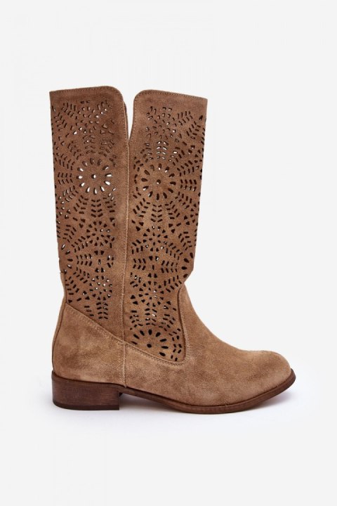 Kozaki Model Lewski 3366/2 Beige Welur - Step in style Kozaki Model Lewski 3366/2 Beige Welur - Step in style
