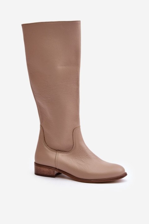 Kozaki Model Lewski 3616 Beige Skóra - Step in style Kozaki Model Lewski 3616 Beige Skóra - Step in style
